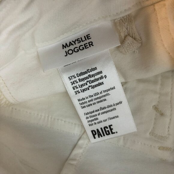 Paige Womens Mayslie Jogger Jeans Sweet Vanilla White Size 24 - Picture 5 of 5